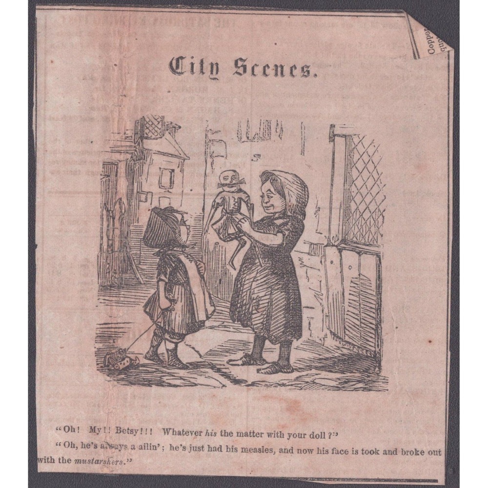 1850s Saturday Evening Post City Scenes Original Newspaper Clipping Illustration